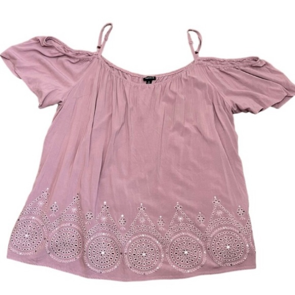 Torrid Lilac Purple Cold Shoulder Eyelet Blouse Size 5X Women